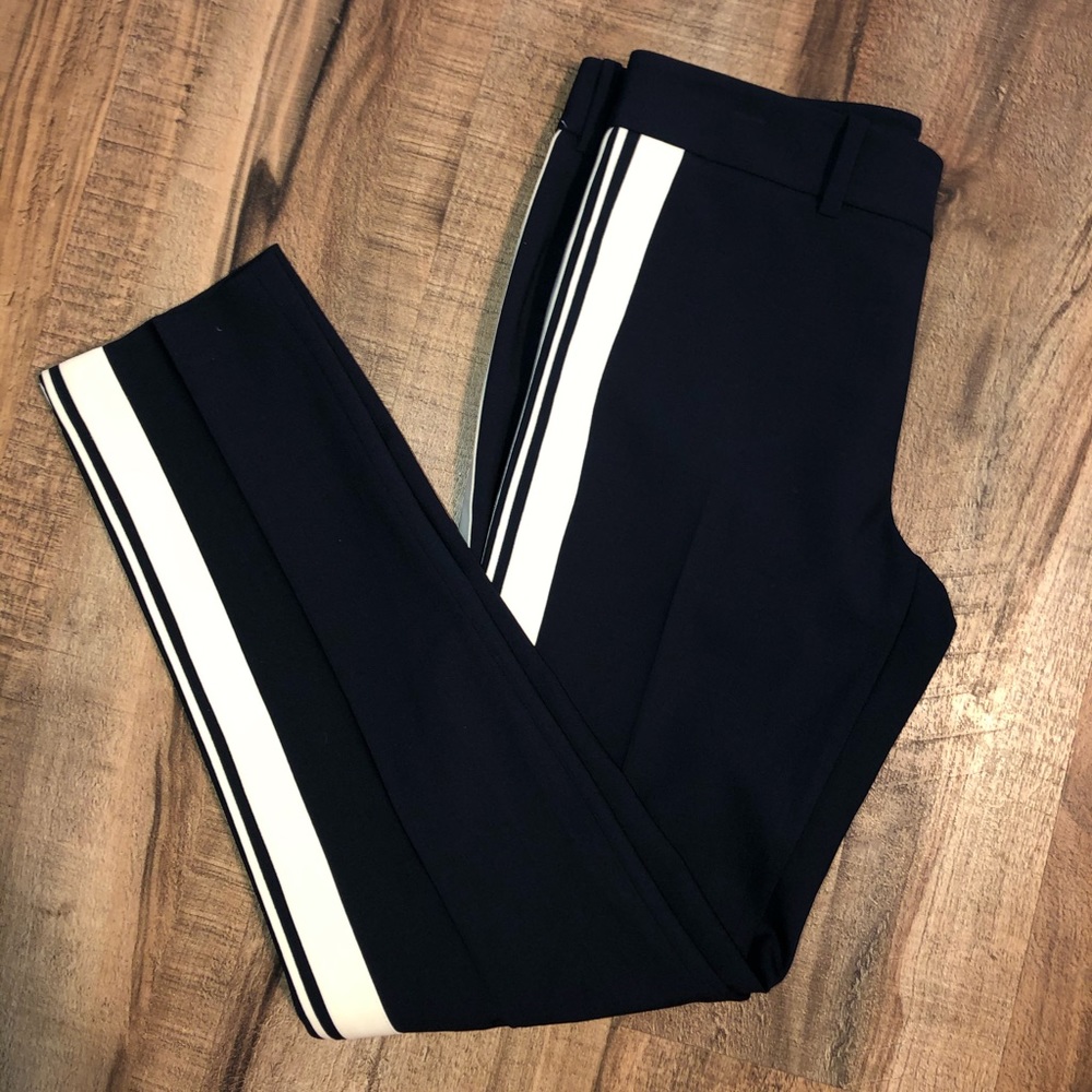 VINCE Navy Blue White Stripe Dress Pants